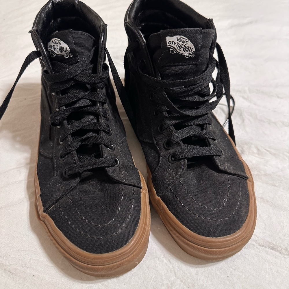 Vans Black Canvas Sneakers with Brown Soles